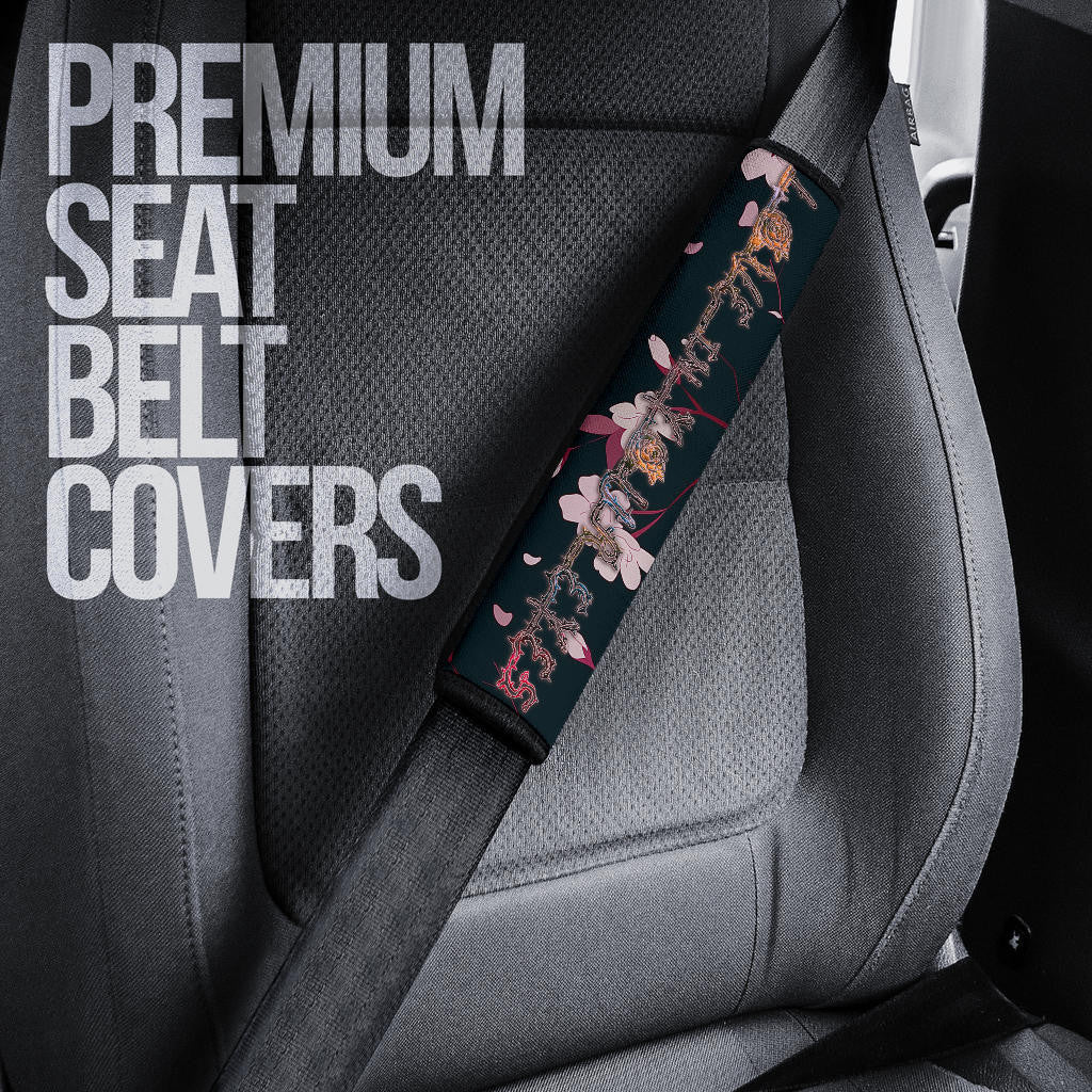 Valentine Seat Belt Covers - Skull With Red Roses Love In Your Eyes Belt Covers