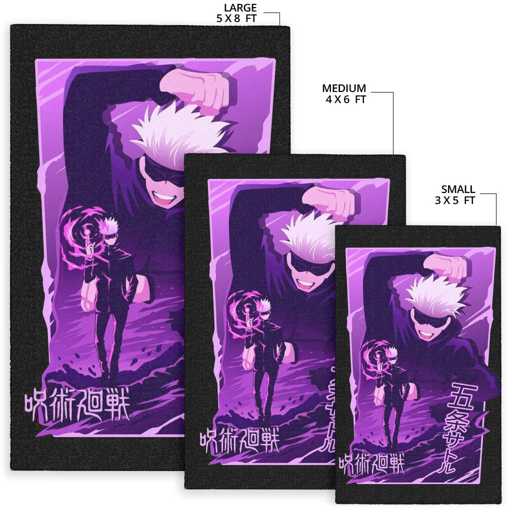 Jujutsu Kaisen Anime Area Rug Smiling Satoru Gojo Purple Power Rugs Home Decor