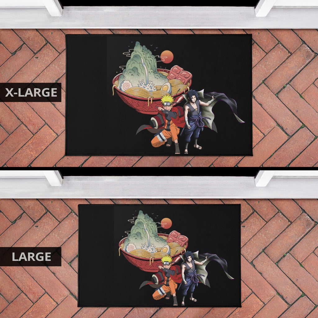 Naruto Anime Door Mat - Naruto Sage Mode With Sasuke Take Off Cloak Ramen Door Mat Home Decor