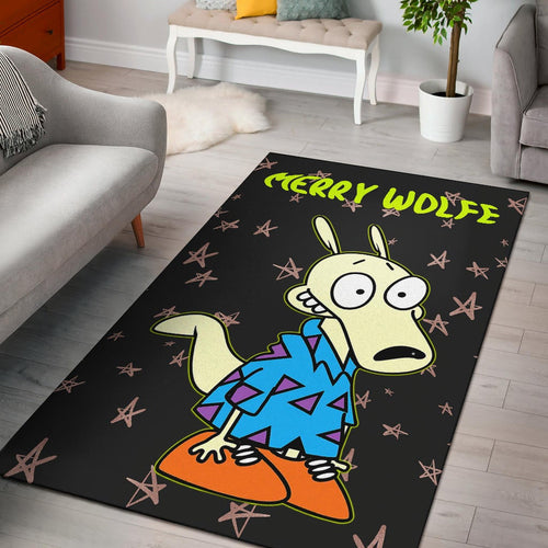 Christmas Area Rug | Rocko Rama Smiling Merry Wolfe Rugs Home Decor NT101104