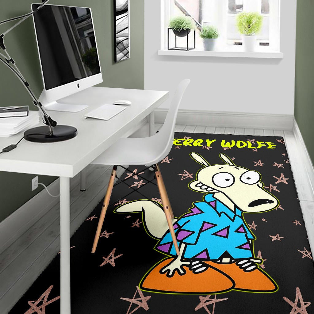 Christmas Area Rug | Rocko Rama Smiling Merry Wolfe Rugs Home Decor NT101104