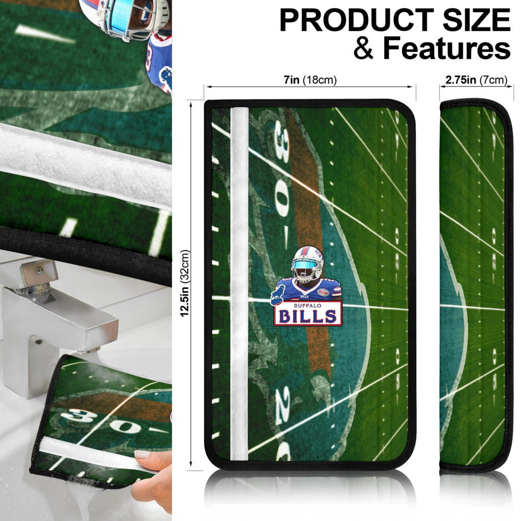 Buffalo Bills American Football Team Seat Belt Covers Micah Hyde 23 Smiling Buffalo On Rugby Yard Belt Covers