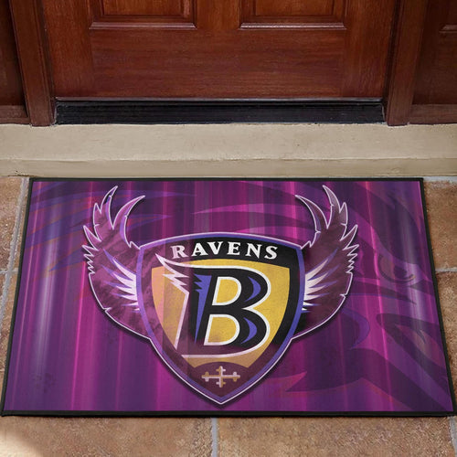 Baltimore Ravens American Football Team Door Mat Minimal Raven Head Underground B Wings Metal Purple Door Mat Home Decor