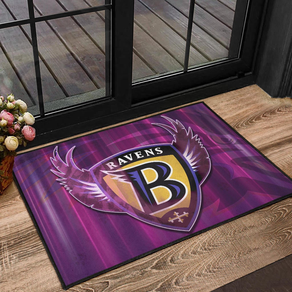 Baltimore Ravens American Football Team Door Mat Minimal Raven Head Underground B Wings Metal Purple Door Mat Home Decor