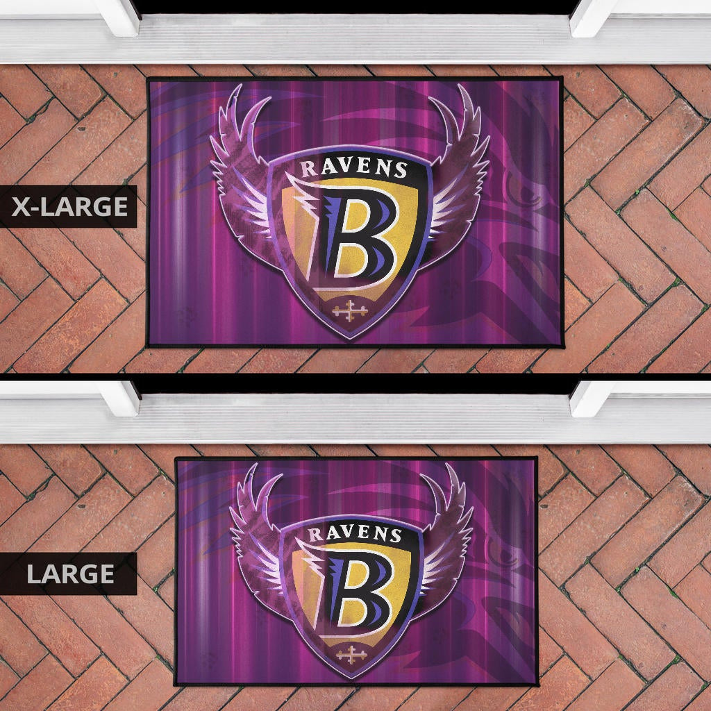Baltimore Ravens American Football Team Door Mat Minimal Raven Head Underground B Wings Metal Purple Door Mat Home Decor