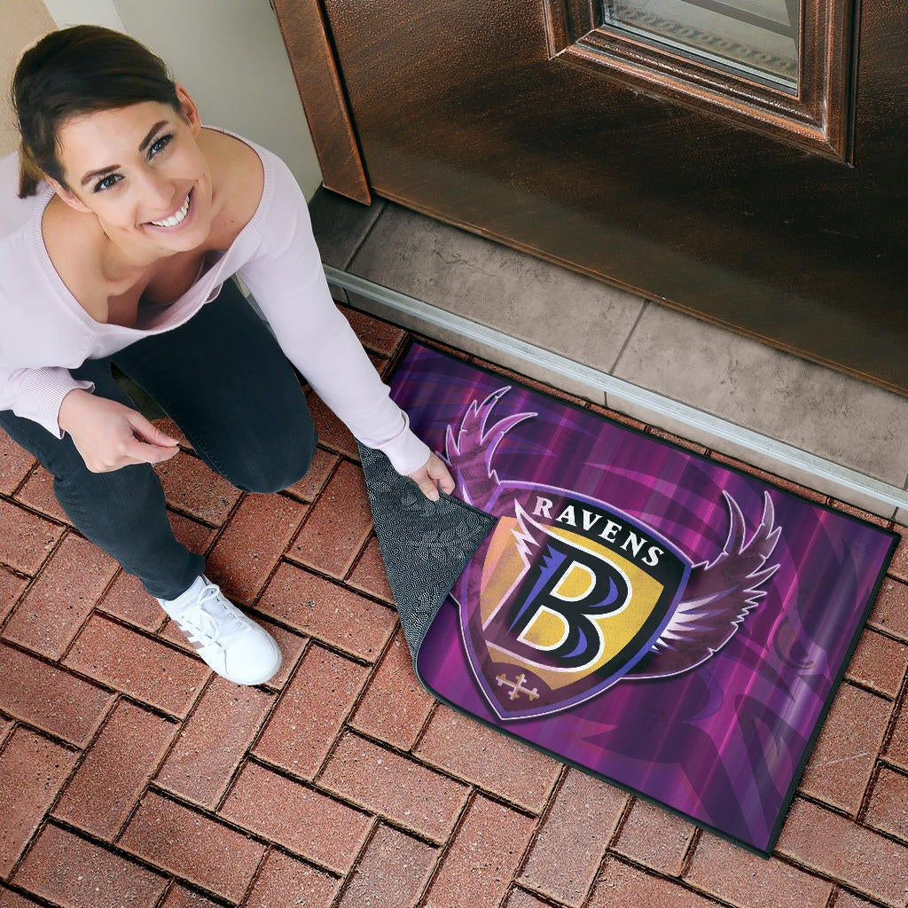 Baltimore Ravens American Football Team Door Mat Minimal Raven Head Underground B Wings Metal Purple Door Mat Home Decor
