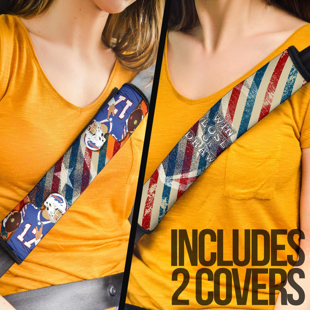Buffalo Bills American Football Team Seat Belt Covers Player 17 Attack Rugby Ball Funny Quote Win Lose Or Draw Belt Covers