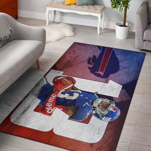 Buffalo Bills American Football Team Area Rug Blue Strongest Buffalo Fighting Est 1960 Text Rugs Home Decor