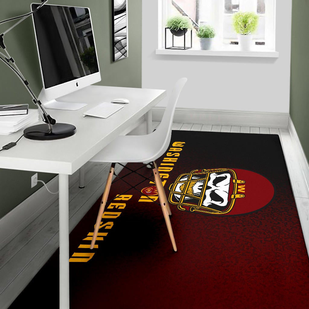American Football Team Area Rug - Washington Redskin Skull Wearing Helmet Rugs Home Decor