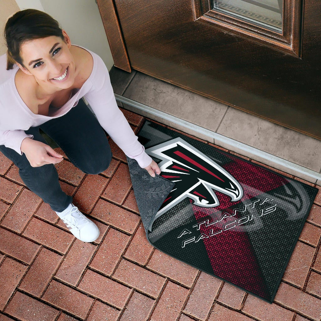American Football Team Door Mat - Atlanta Falcons Cool Steel Shadow Door Mat Home Decor