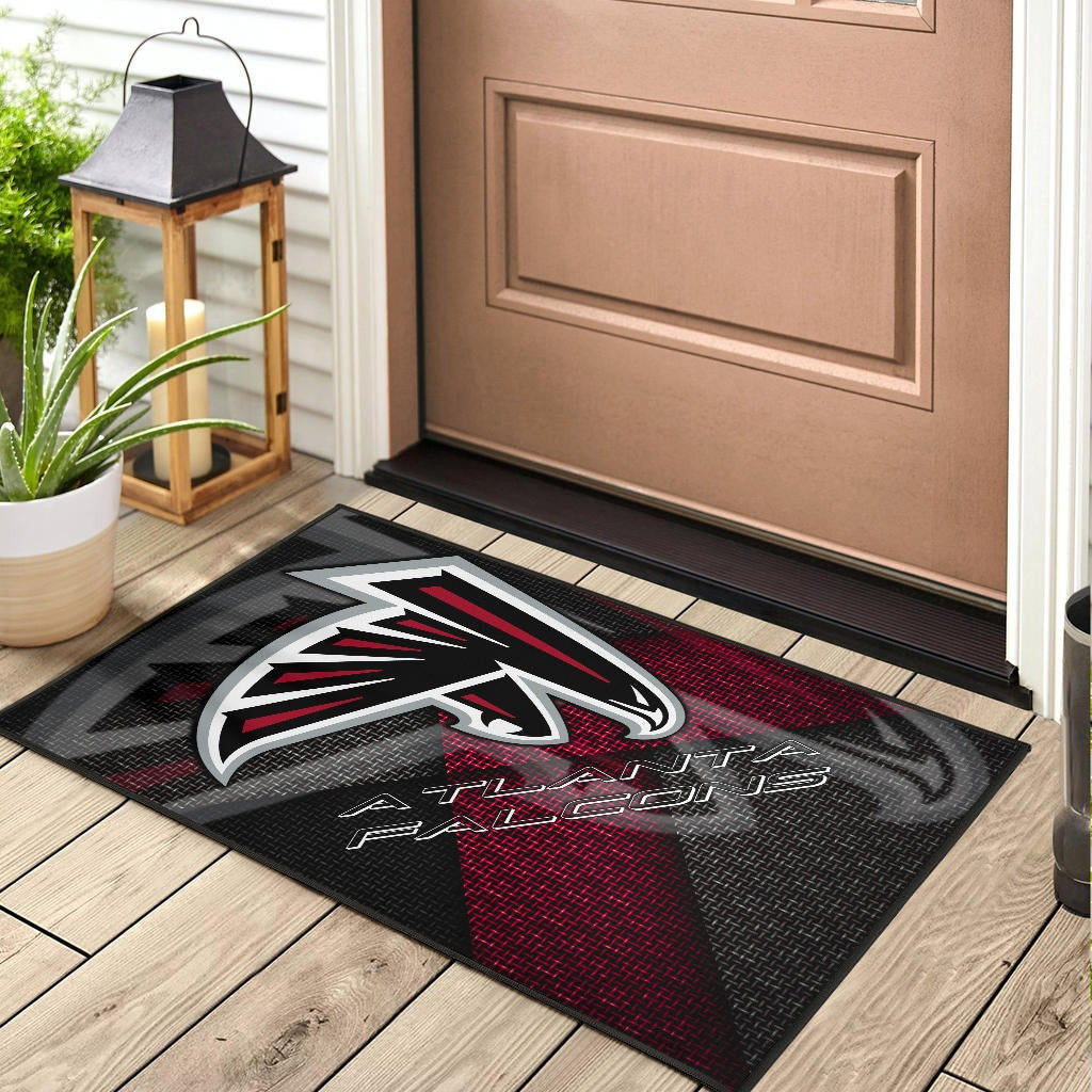 American Football Team Door Mat - Atlanta Falcons Cool Steel Shadow Door Mat Home Decor