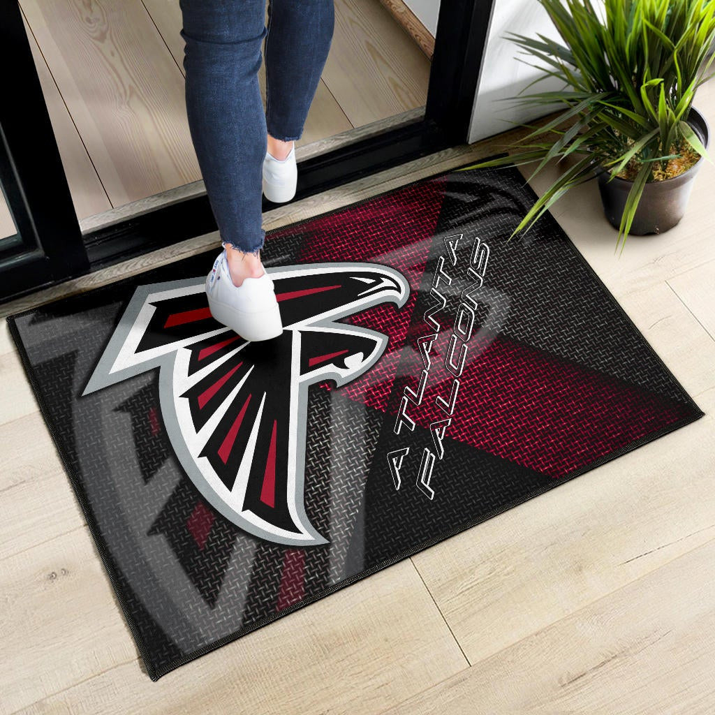 American Football Team Door Mat - Atlanta Falcons Cool Steel Shadow Door Mat Home Decor