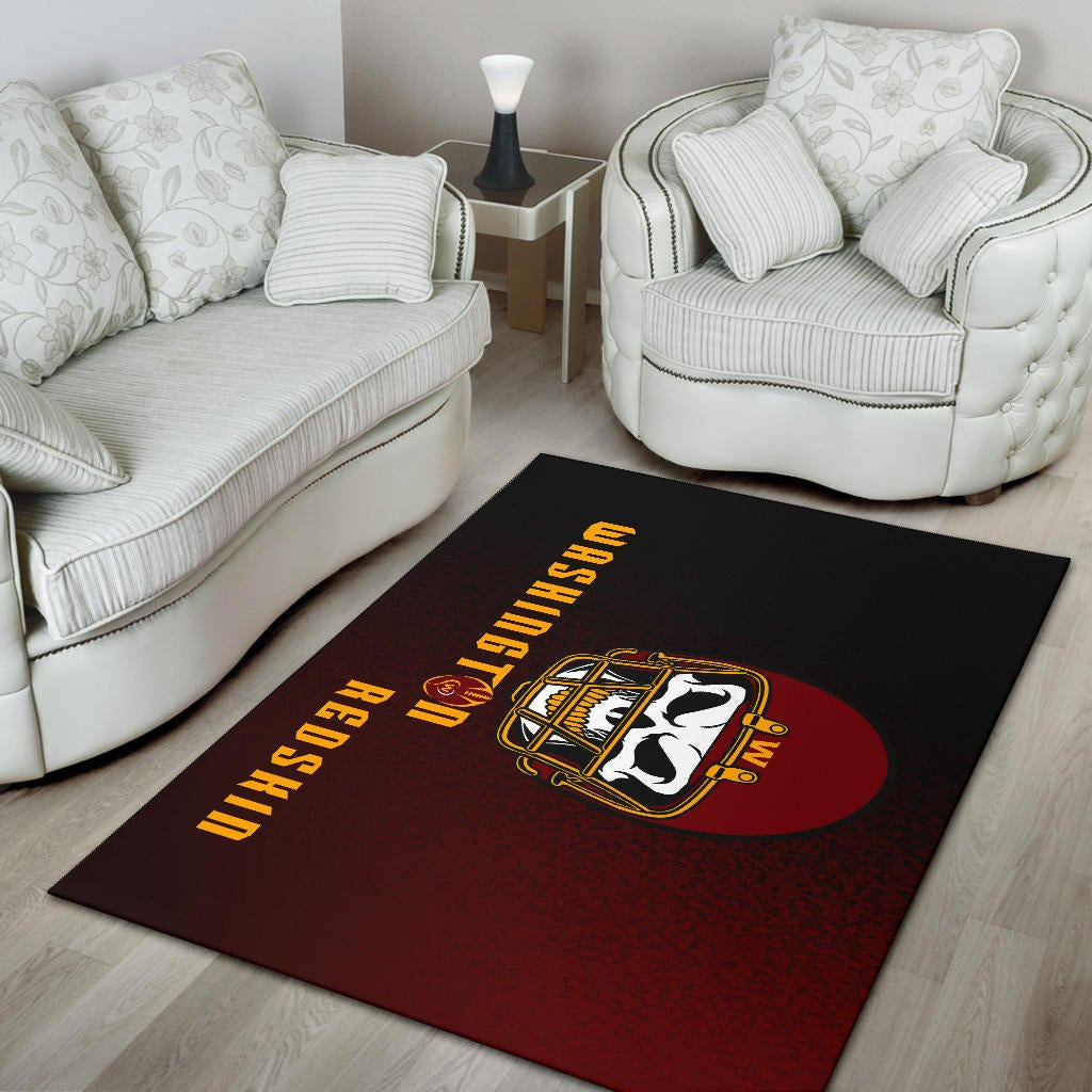 American Football Team Area Rug - Washington Redskin Skull Wearing Helmet Rugs Home Decor