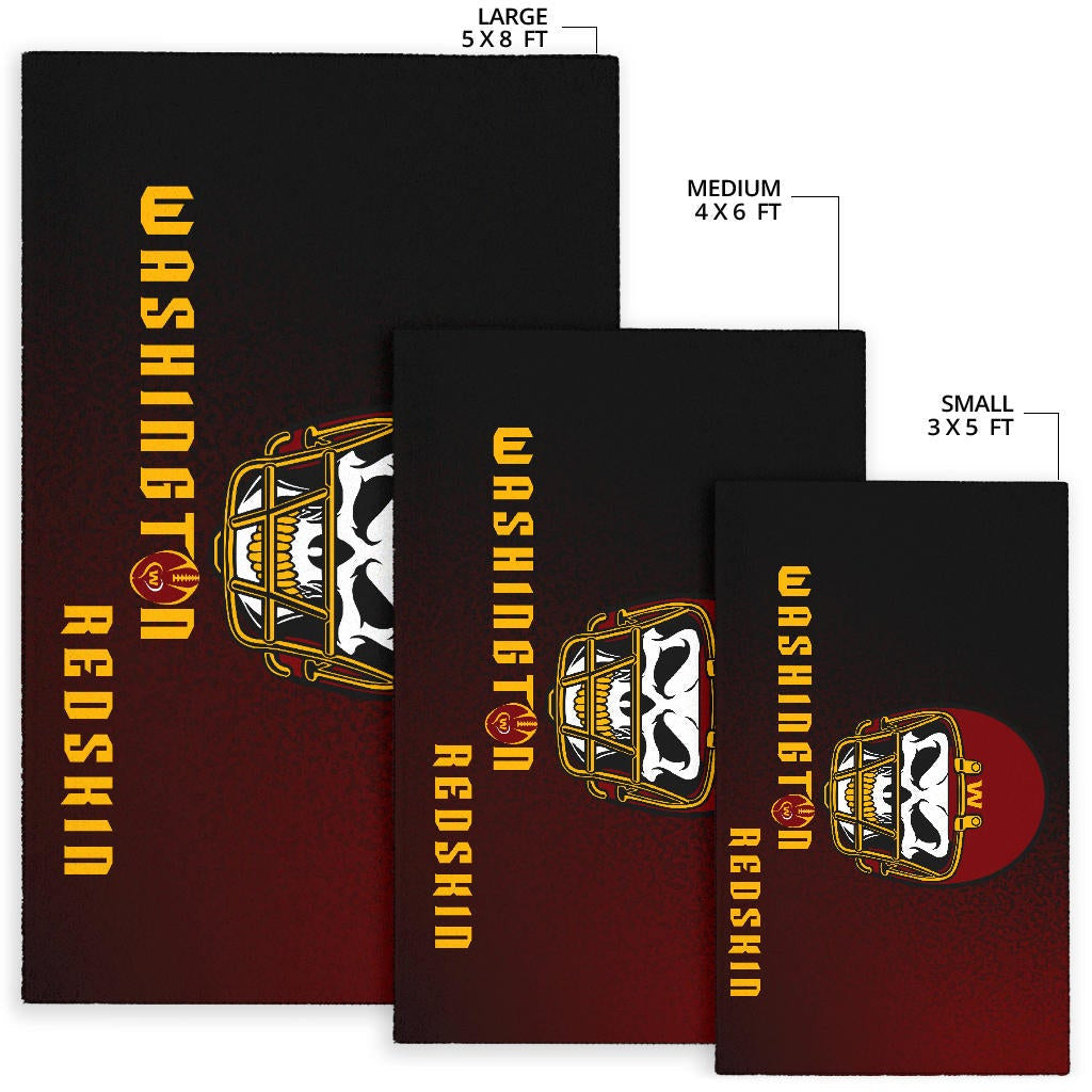 American Football Team Area Rug - Washington Redskin Skull Wearing Helmet Rugs Home Decor