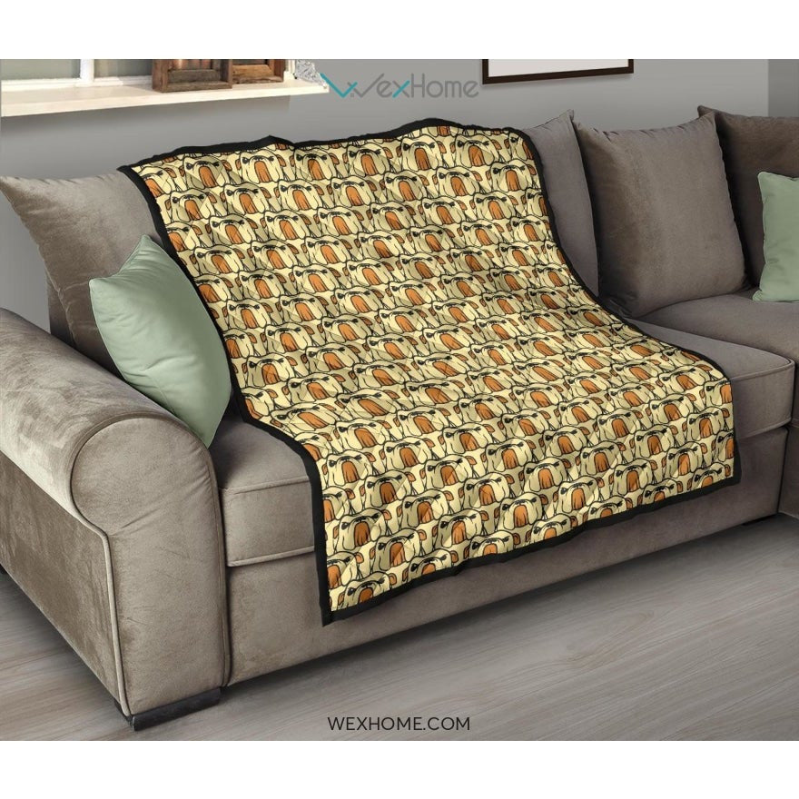 English Bulldog Pattern Print Design 02 Premium Quilt