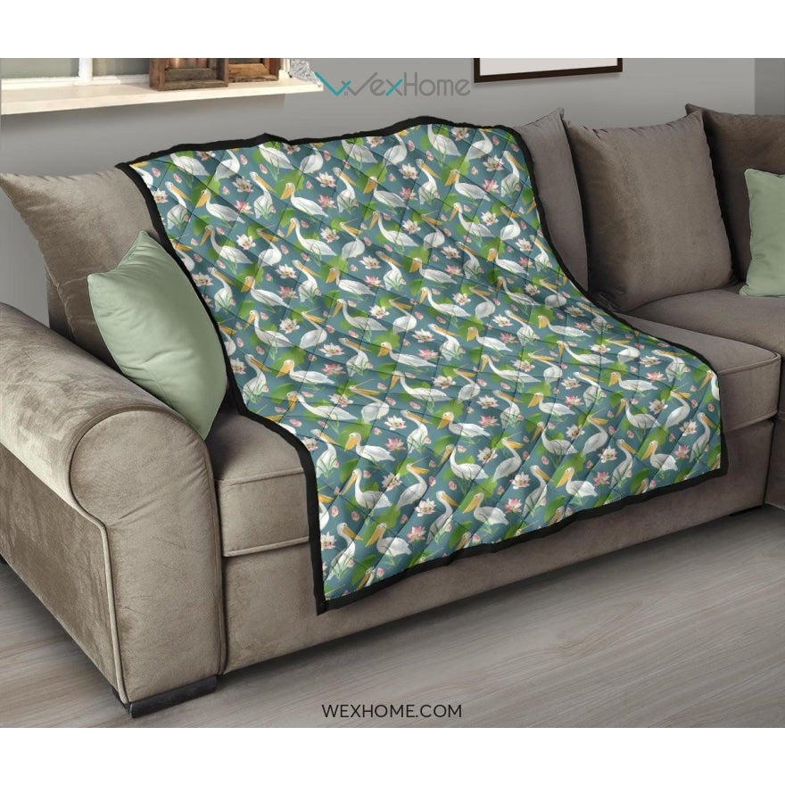 Pelican Pattern Print Design 04 Premium Quilt