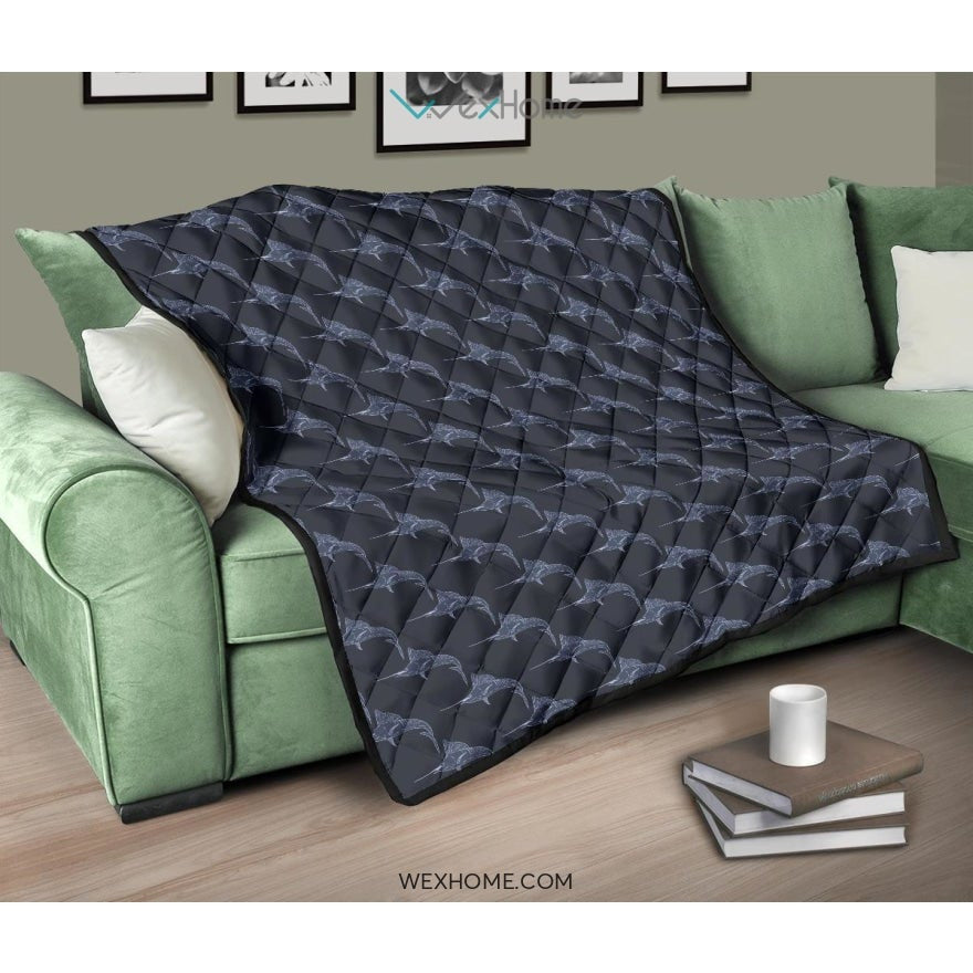 Swordfish Pattern Print Design 03 Premium Quilt