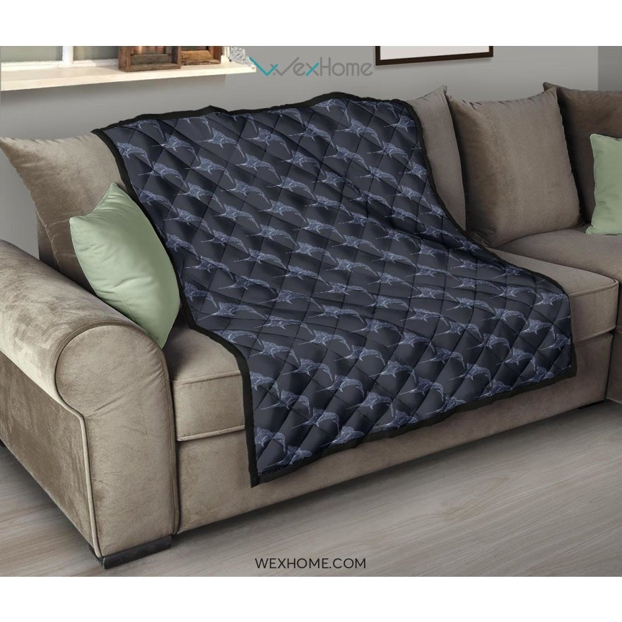 Swordfish Pattern Print Design 03 Premium Quilt