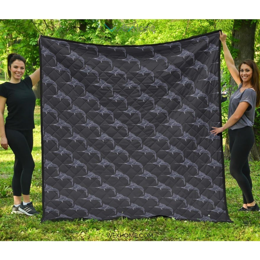 Swordfish Pattern Print Design 03 Premium Quilt