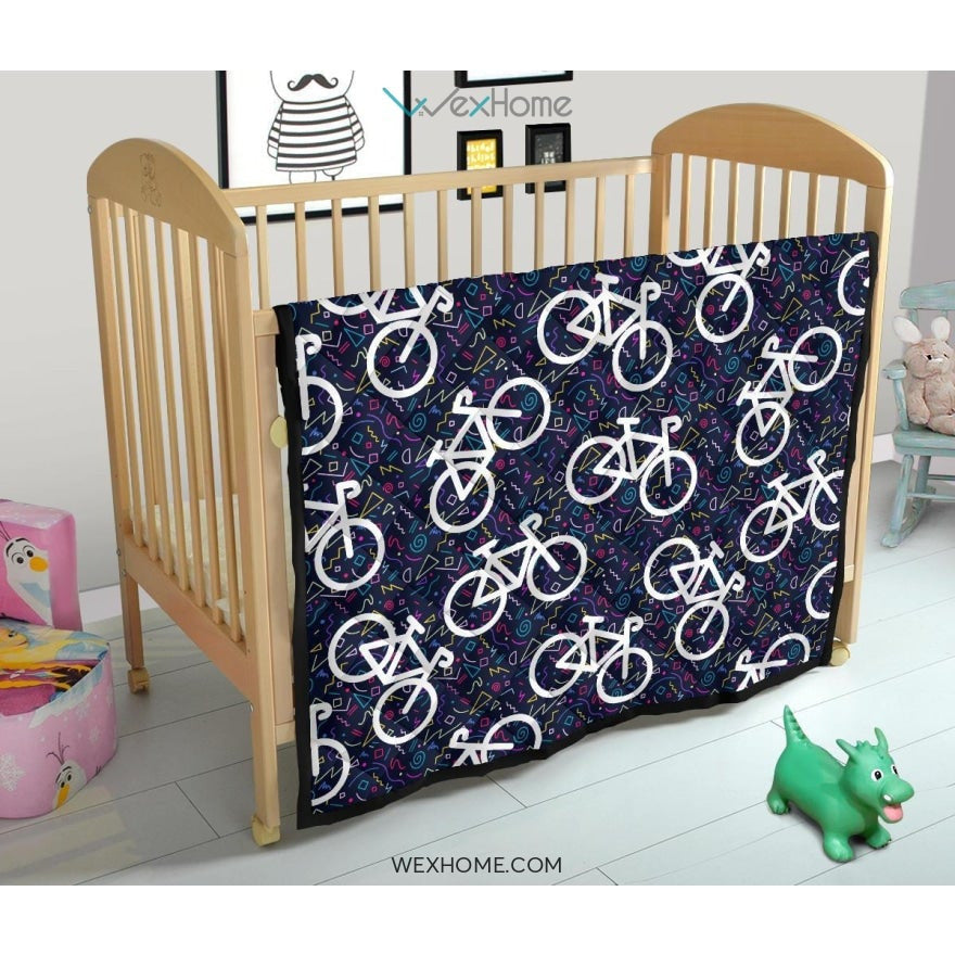 Bicycle Pattern Print Design 03 Premium Quilt