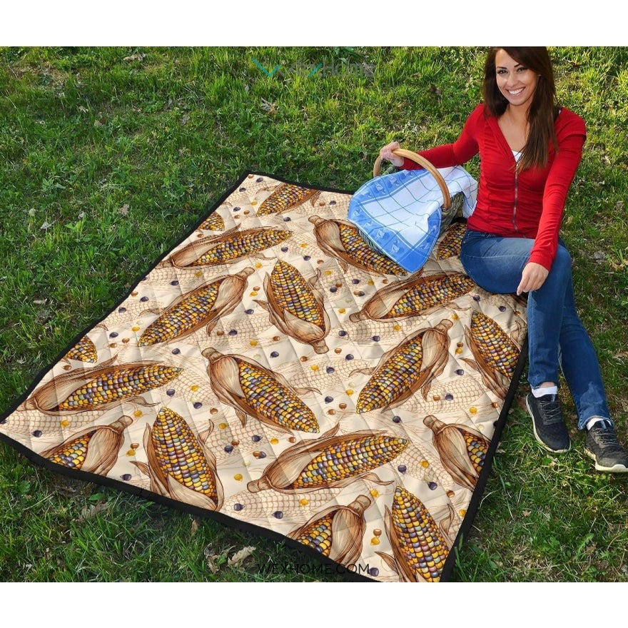 Corn Pattern Print Design 03 Premium Quilt