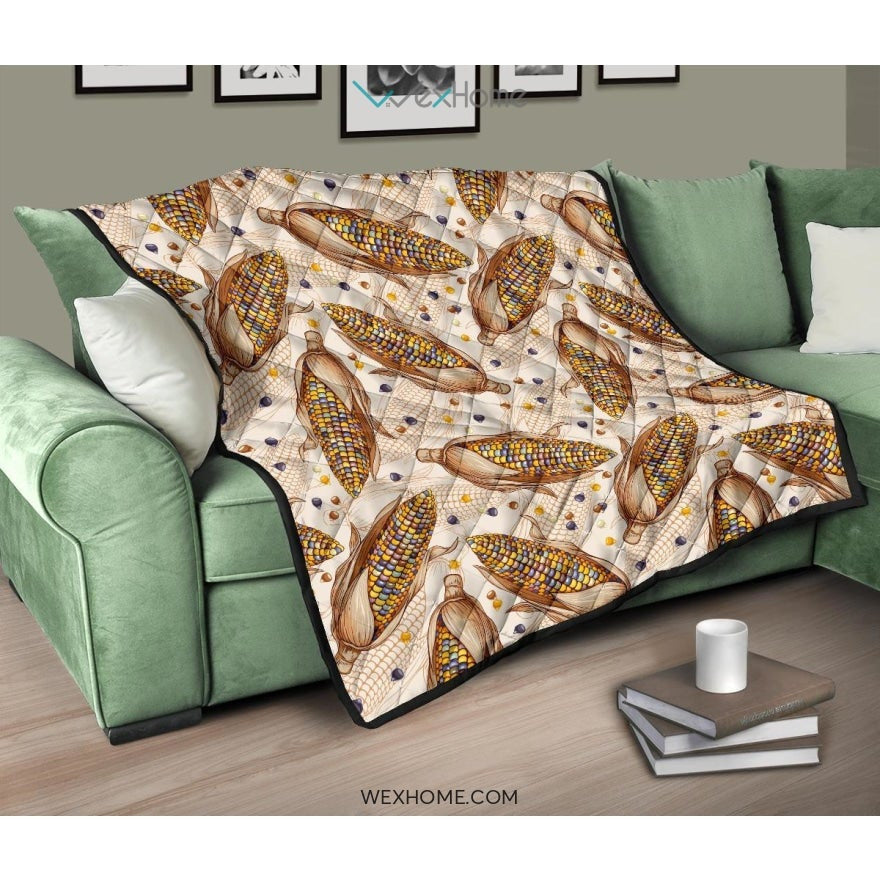 Corn Pattern Print Design 03 Premium Quilt