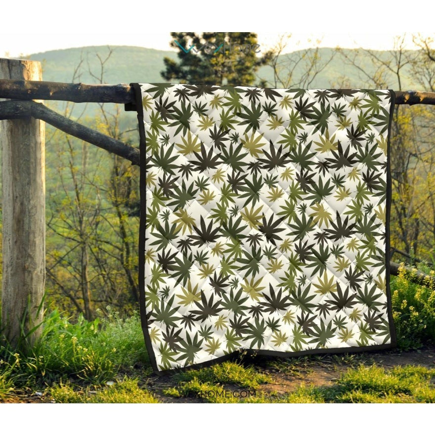 Canabis Marijuana Weed Pattern Print Design 05 Premium Quilt