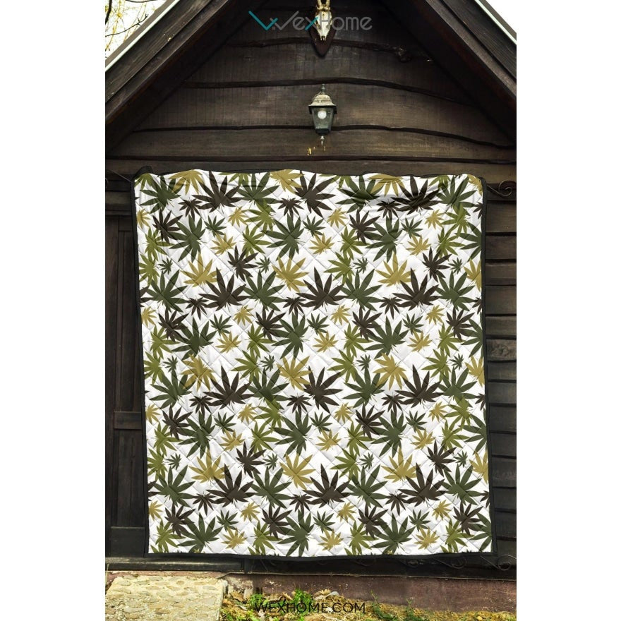 Canabis Marijuana Weed Pattern Print Design 05 Premium Quilt