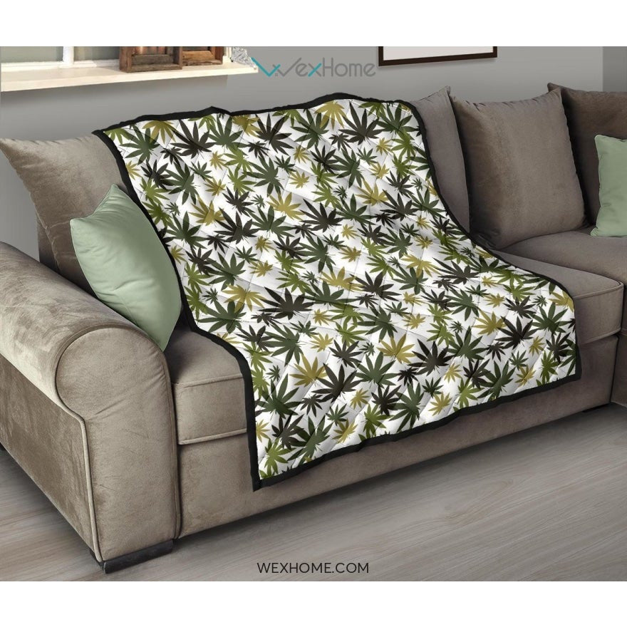 Canabis Marijuana Weed Pattern Print Design 05 Premium Quilt