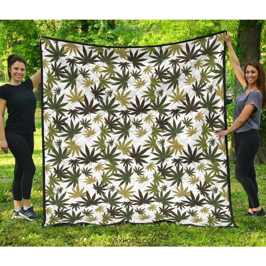 Canabis Marijuana Weed Pattern Print Design 05 Premium Quilt