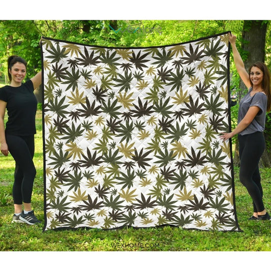Canabis Marijuana Weed Pattern Print Design 05 Premium Quilt