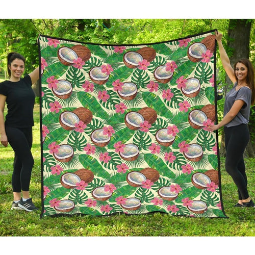 Coconut Pattern Print Design 01 Premium Quilt