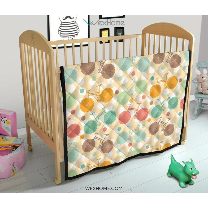 Bicycle Pattern Print Design 01 Premium Quilt