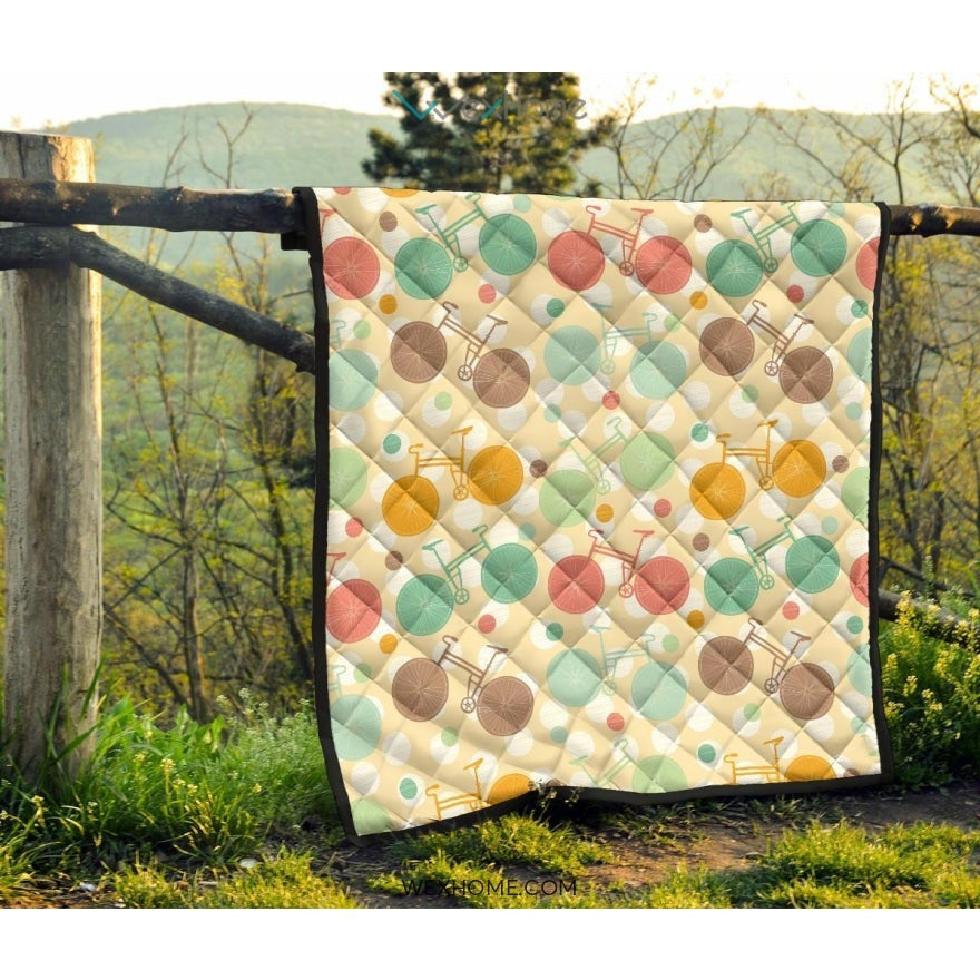 Bicycle Pattern Print Design 01 Premium Quilt