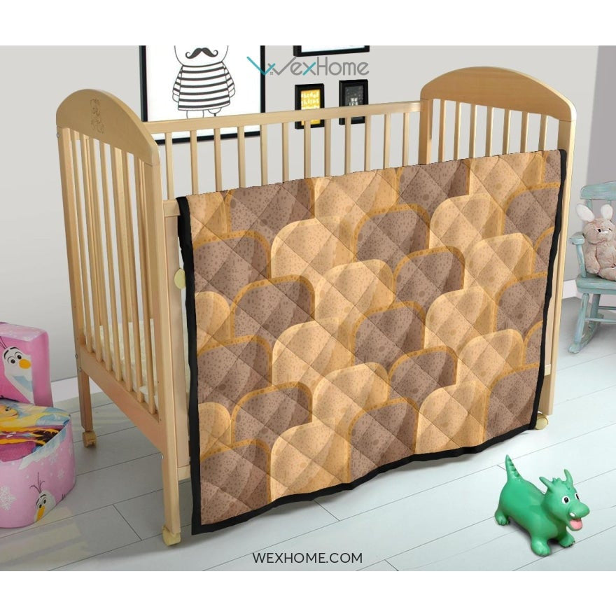 Bread Toast Pattern Print Design 04 Premium Quilt