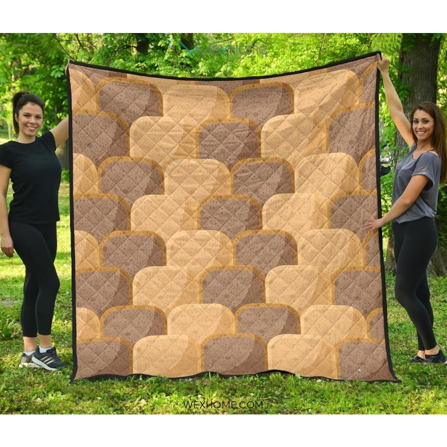 Bread Toast Pattern Print Design 04 Premium Quilt