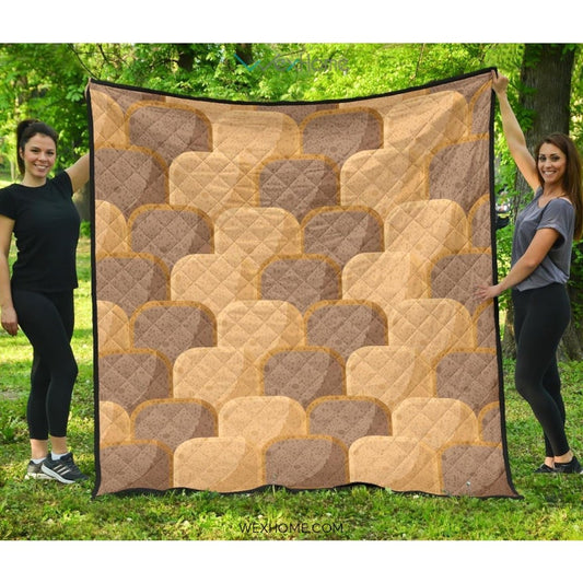 Bread Toast Pattern Print Design 04 Premium Quilt