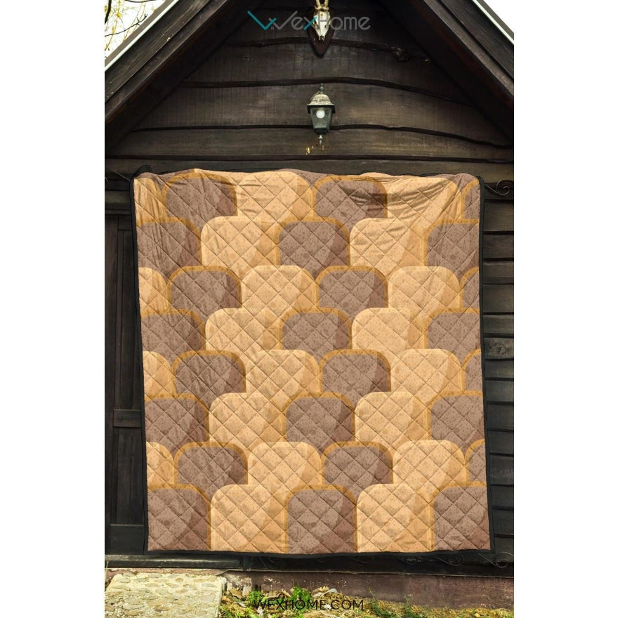 Bread Toast Pattern Print Design 04 Premium Quilt