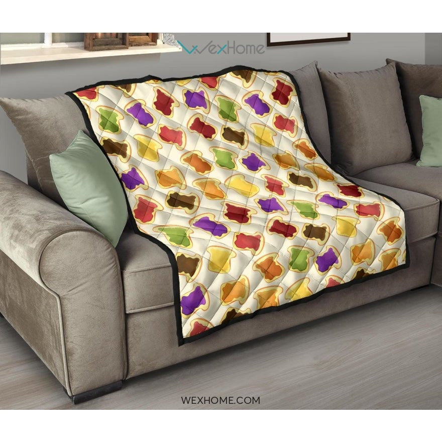 Bread Toast Pattern Print Design 02 Premium Quilt