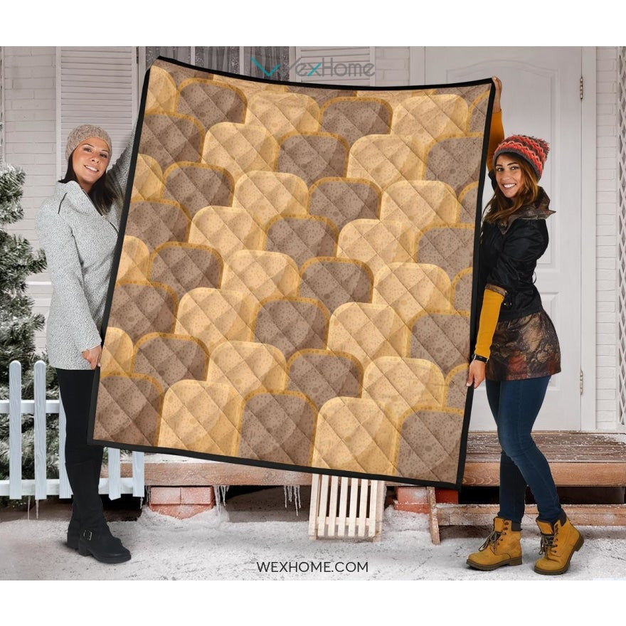 Bread Toast Pattern Print Design 04 Premium Quilt