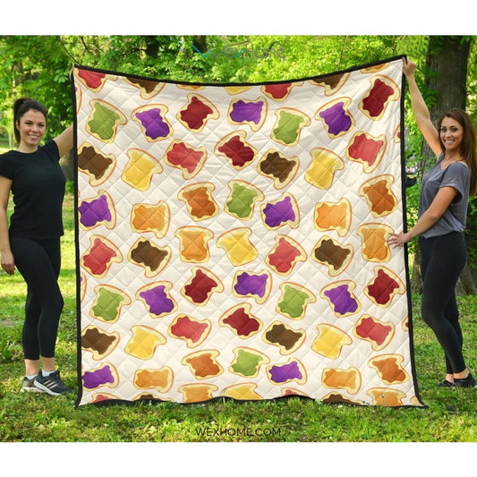 Bread Toast Pattern Print Design 02 Premium Quilt