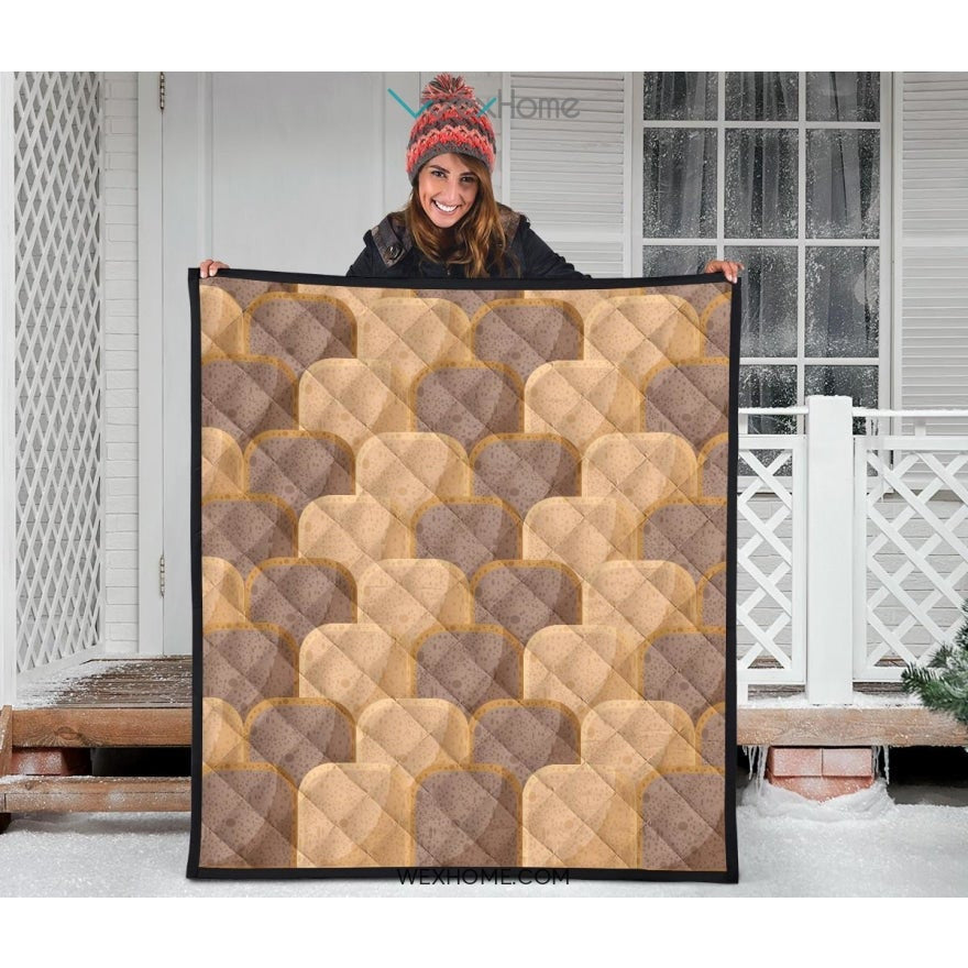 Bread Toast Pattern Print Design 04 Premium Quilt