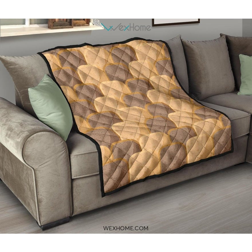 Bread Toast Pattern Print Design 04 Premium Quilt