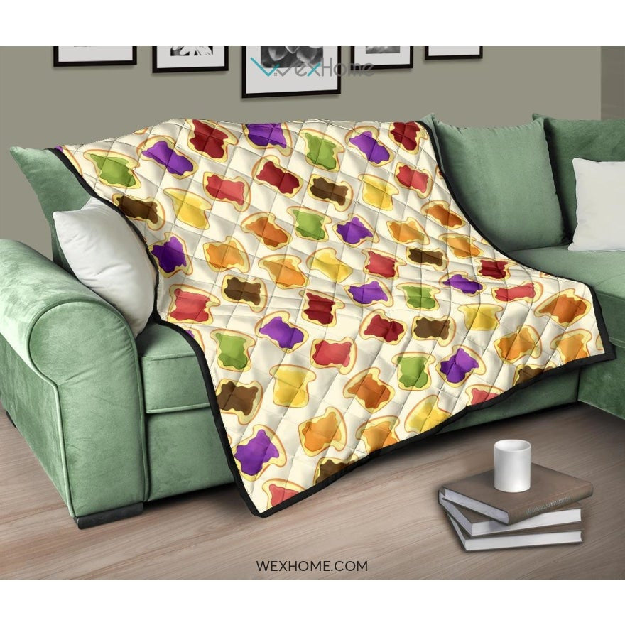 Bread Toast Pattern Print Design 02 Premium Quilt