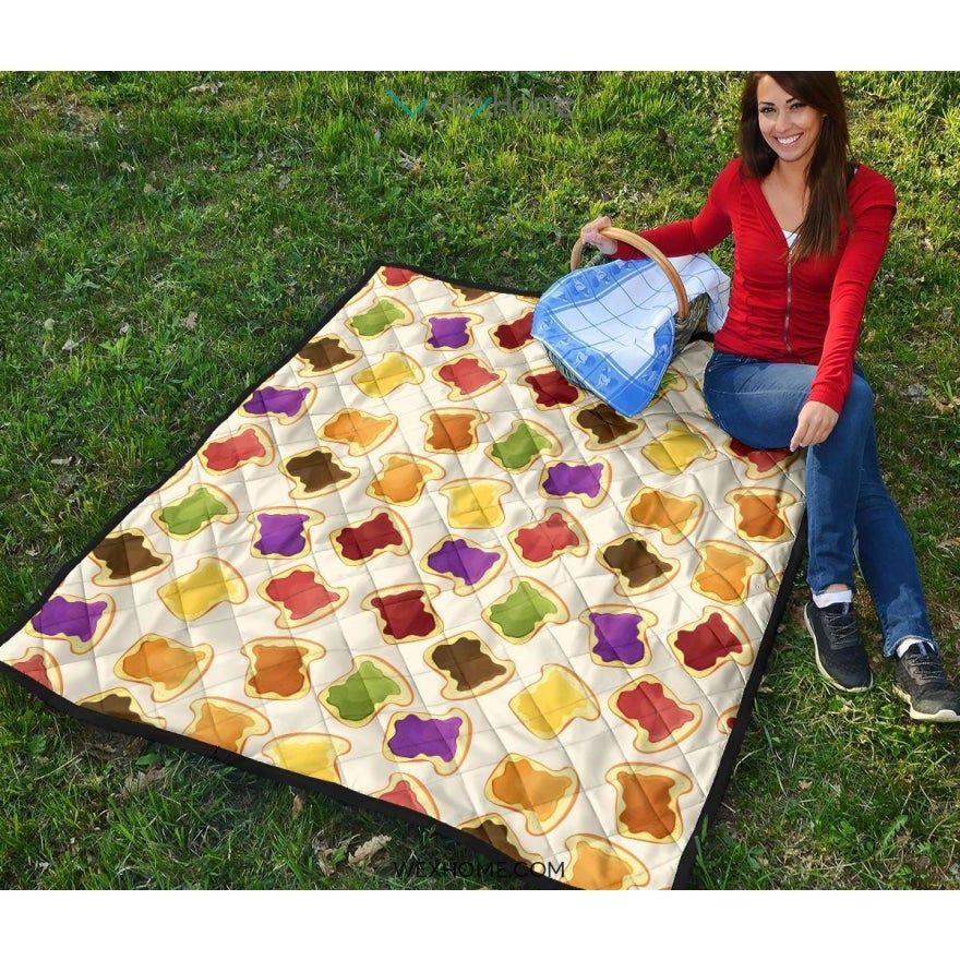 Bread Toast Pattern Print Design 02 Premium Quilt