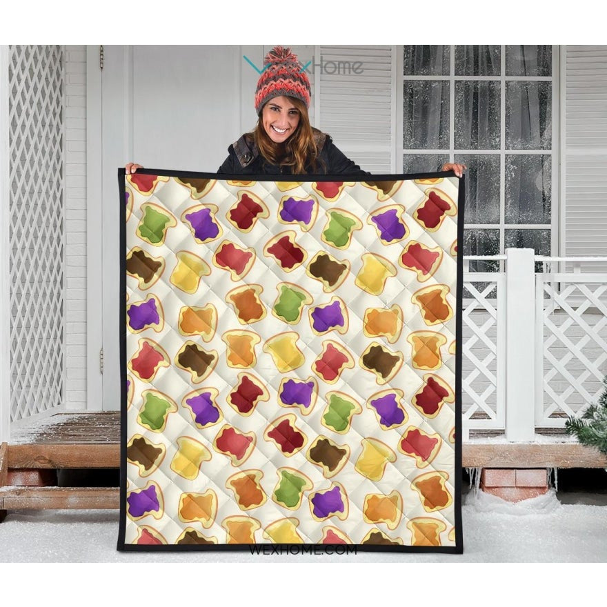 Bread Toast Pattern Print Design 02 Premium Quilt