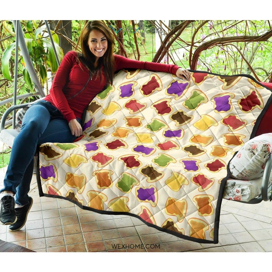 Bread Toast Pattern Print Design 02 Premium Quilt