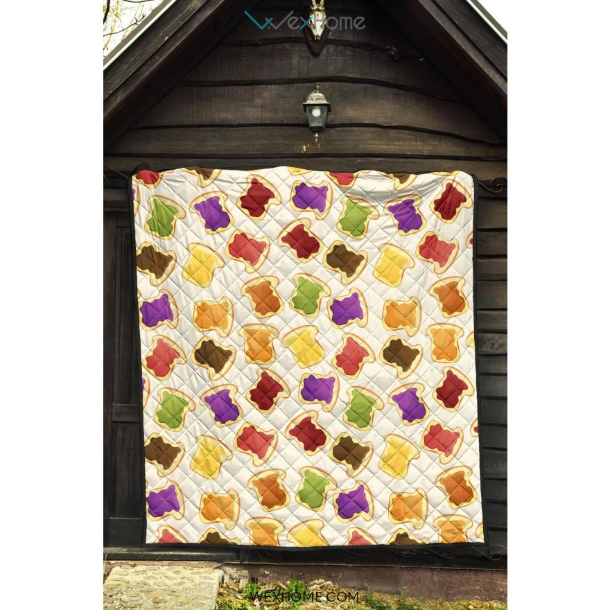 Bread Toast Pattern Print Design 02 Premium Quilt