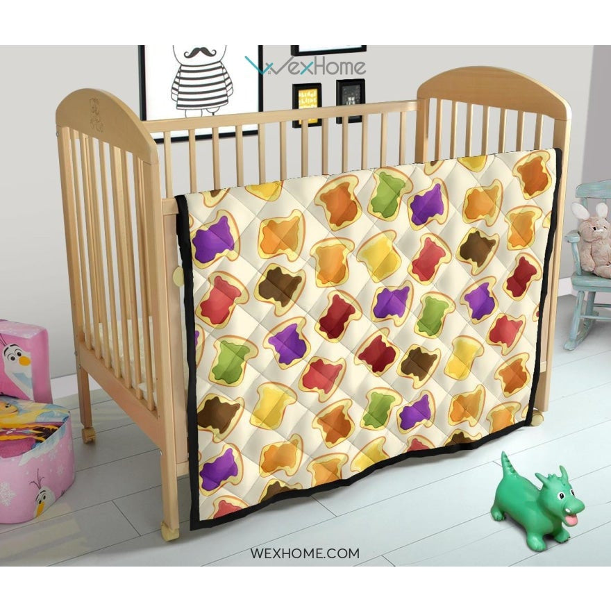 Bread Toast Pattern Print Design 02 Premium Quilt