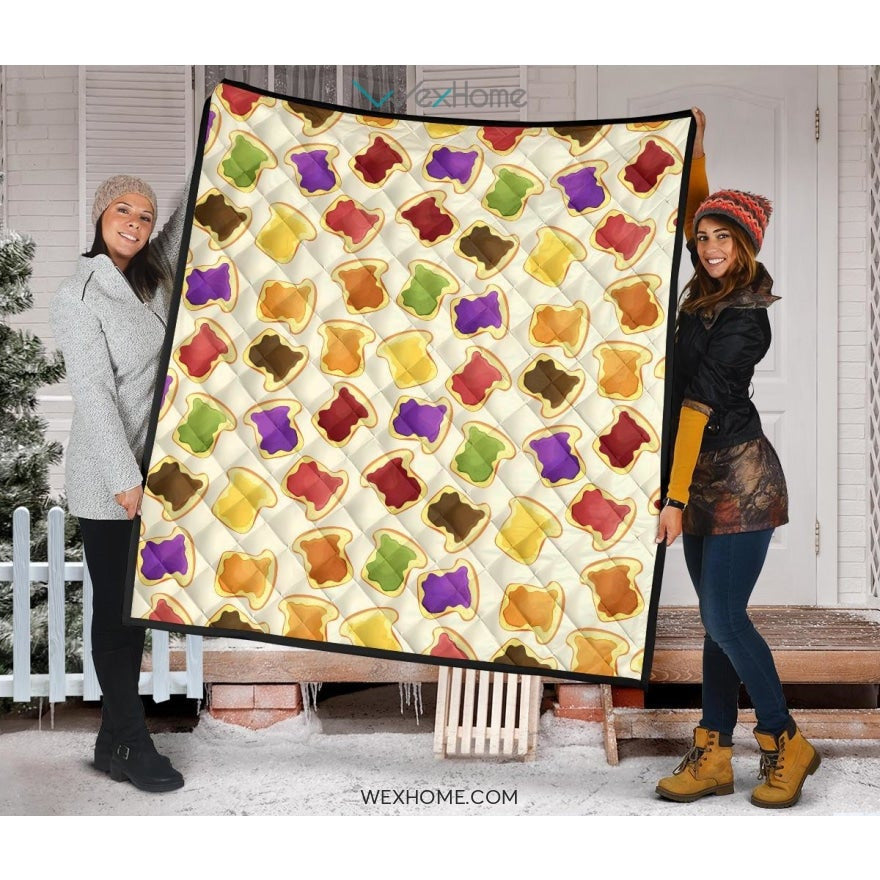Bread Toast Pattern Print Design 02 Premium Quilt